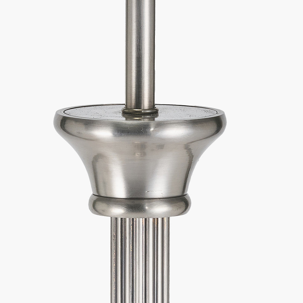Salvatore Antique Silver Metal Floor Lamp Base with Winston 45cm Taupe Handloom Tapered Lampshade