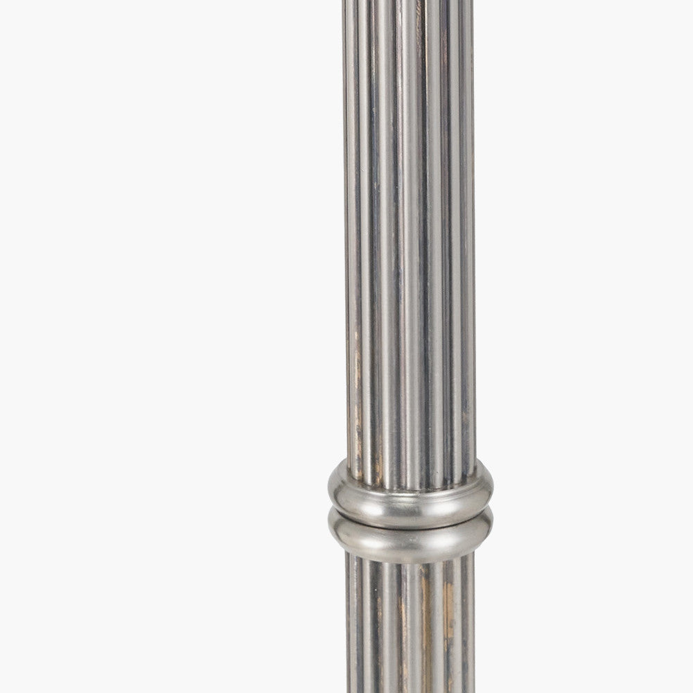 Salvatore Antique Silver Metal Floor Lamp Base with Winston 45cm Taupe Handloom Tapered Lampshade