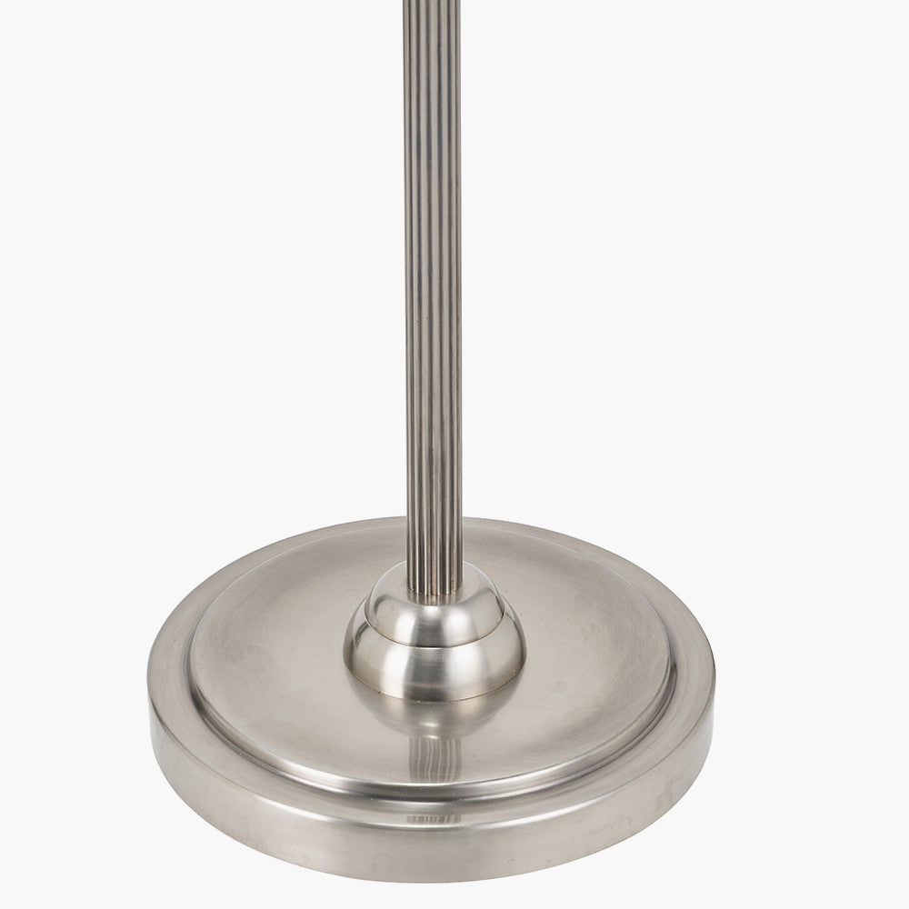 Salvatore Antique Silver Metal Floor Lamp Base with Winston 45cm Taupe Handloom Tapered Lampshade