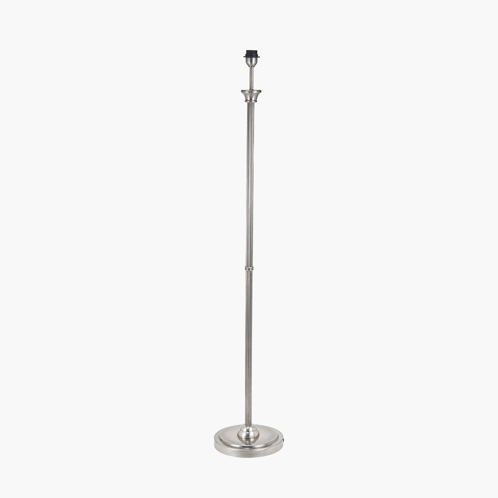 Salvatore Antique Silver Metal Floor Lamp Base with Winston 45cm White Handloom Tapered Lampshade