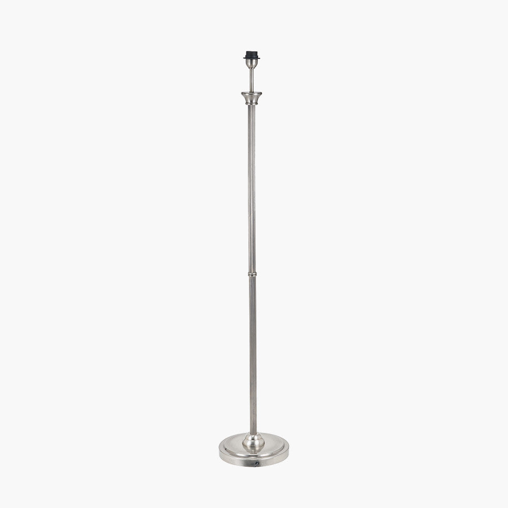 Salvatore Antique Silver Metal Floor Lamp Base with Winston 45cm White Handloom Tapered Lampshade