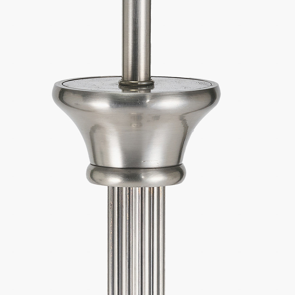 Salvatore Antique Silver Metal Floor Lamp Base with Winston 45cm White Handloom Tapered Lampshade