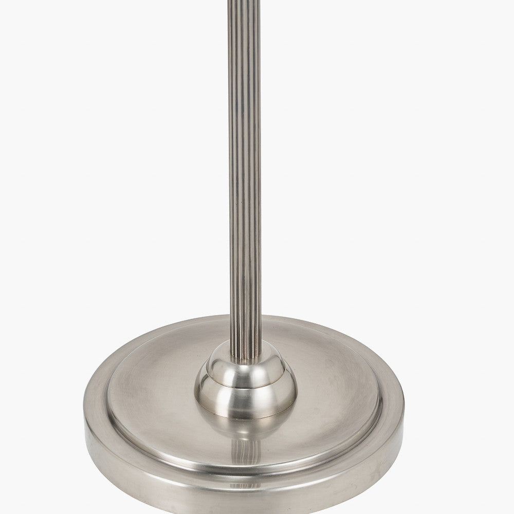 Salvatore Antique Silver Metal Floor Lamp Base with Winston 45cm White Handloom Tapered Lampshade