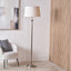 Salvatore Antique Silver Metal Floor Lamp Base with Winston 45cm White Handloom Tapered Lampshade