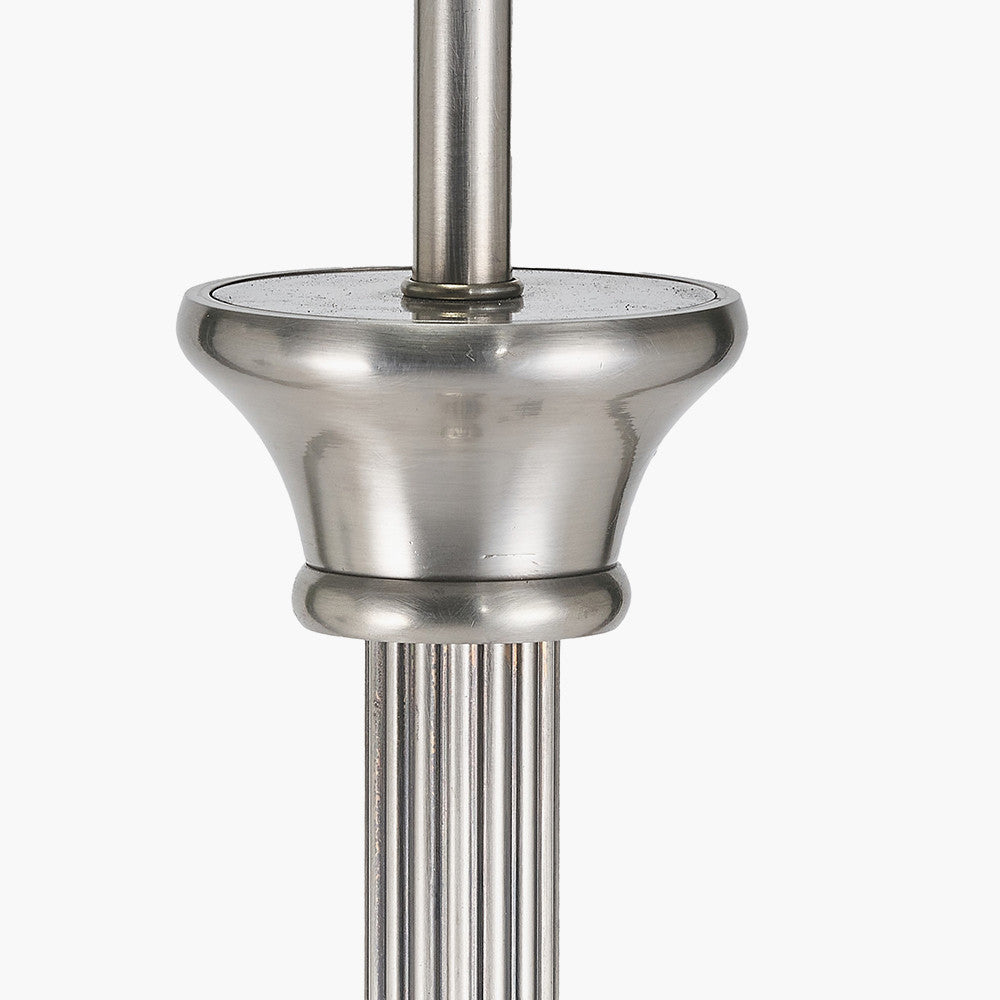 Salvatore Antique Silver Metal Floor Lamp Base with Vienna 45cm Taupe Chevron Mushroom Pleat Lampshade