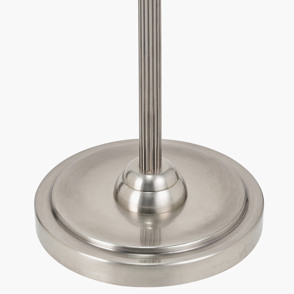 Salvatore Antique Silver Metal Floor Lamp Base with Vienna 45cm Taupe Chevron Mushroom Pleat Lampshade