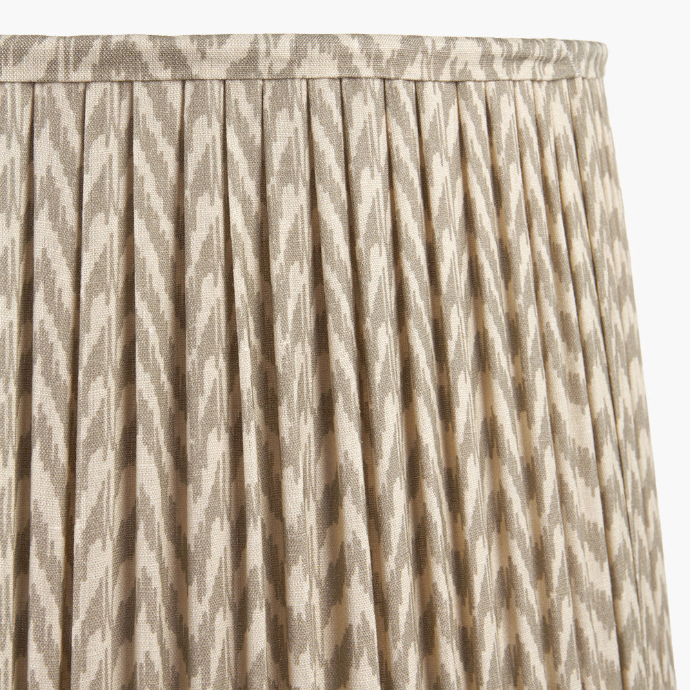 Salvatore Antique Silver Metal Floor Lamp Base with Vienna 45cm Taupe Chevron Mushroom Pleat Lampshade