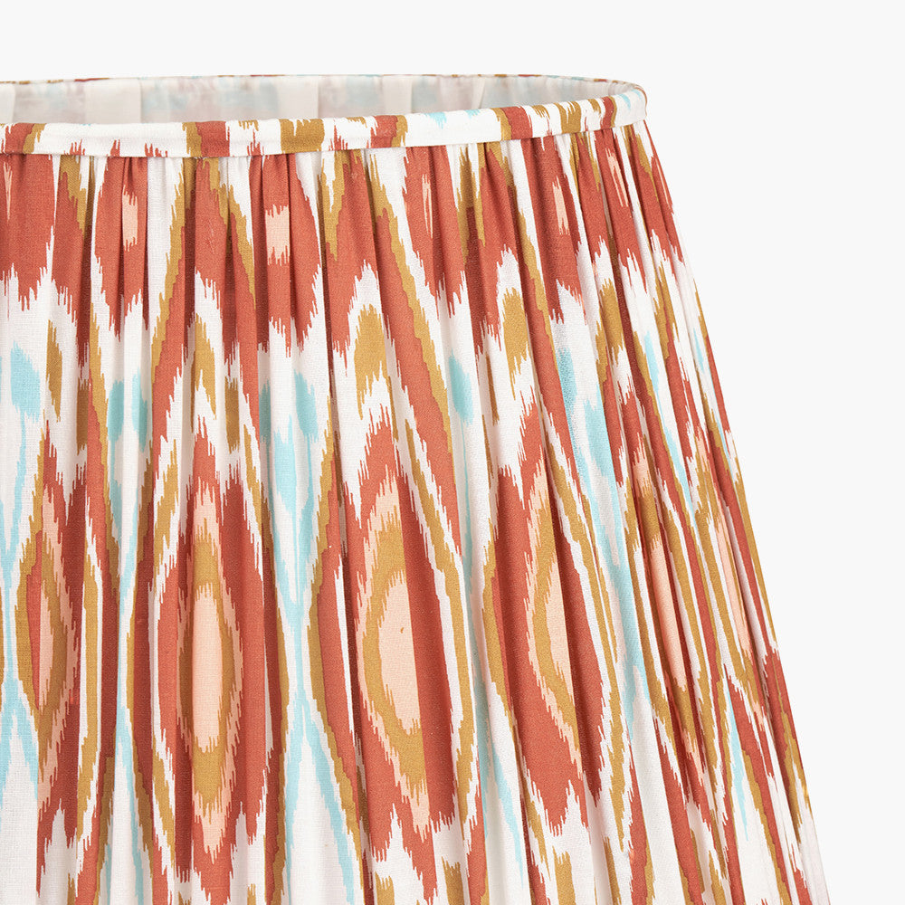 Salvatore Antique Silver Metal Floor Lamp Base with Izara 45cm Cinnamon Ikat Patterned Mushroom Pleat Tapered Lampshade