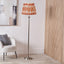 Salvatore Antique Silver Metal Floor Lamp Base with Izara 45cm Cinnamon Ikat Patterned Mushroom Pleat Tapered Lampshade