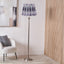 Salvatore Antique Silver Metal Floor Lamp Base with Izara 45cm Lilac Ikat Patterned Mushroom Pleat Tapered Lampshade