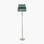 Salvatore Antique Silver Metal Floor Lamp Base with Izara 45cm Racing Green Ikat Patterned Mushroom Pleat Tapered Lampshade