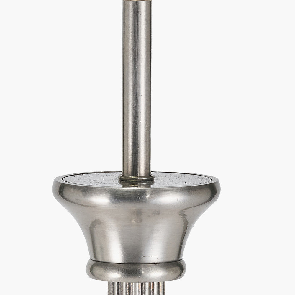Salvatore Antique Silver Metal Floor Lamp Base with Amelia 45cm Natural Linen Hard Pleat Tapered Lampshade