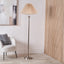 Salvatore Antique Silver Metal Floor Lamp Base with Amelia 45cm Natural Linen Hard Pleat Tapered Lampshade