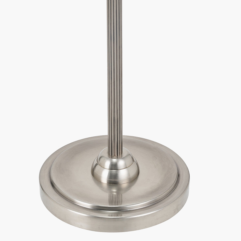 Salvatore Antique Silver Metal Floor Lamp Base with Thiago 45cm Ocean Blue Stripe Mushroom Pleat Tapered Lampshade