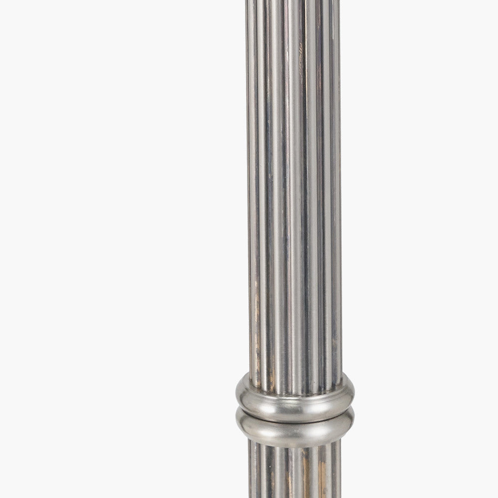Salvatore Antique Silver Metal Floor Lamp Base with Malia 45cm Olive Green Mushroom Pleat Scalloped Tapered Lamp Shade