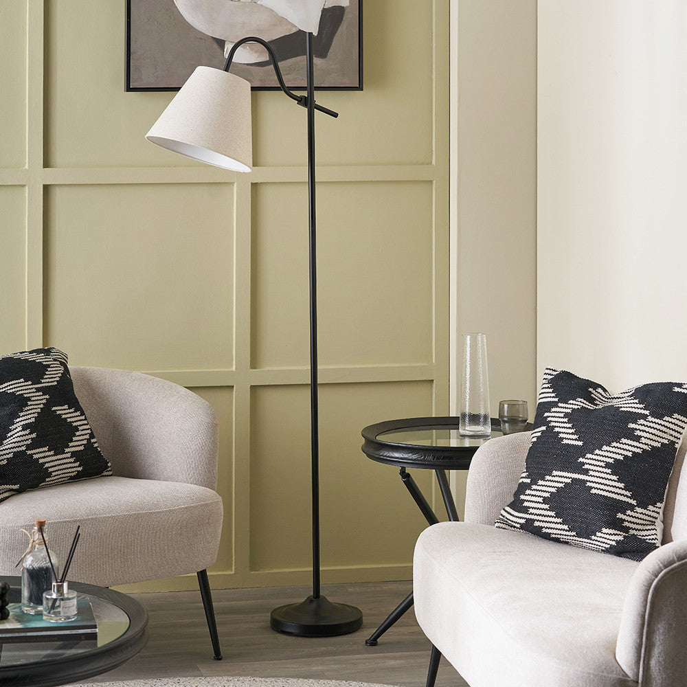 Ari Black Metal Curved Arm Floor Lamp