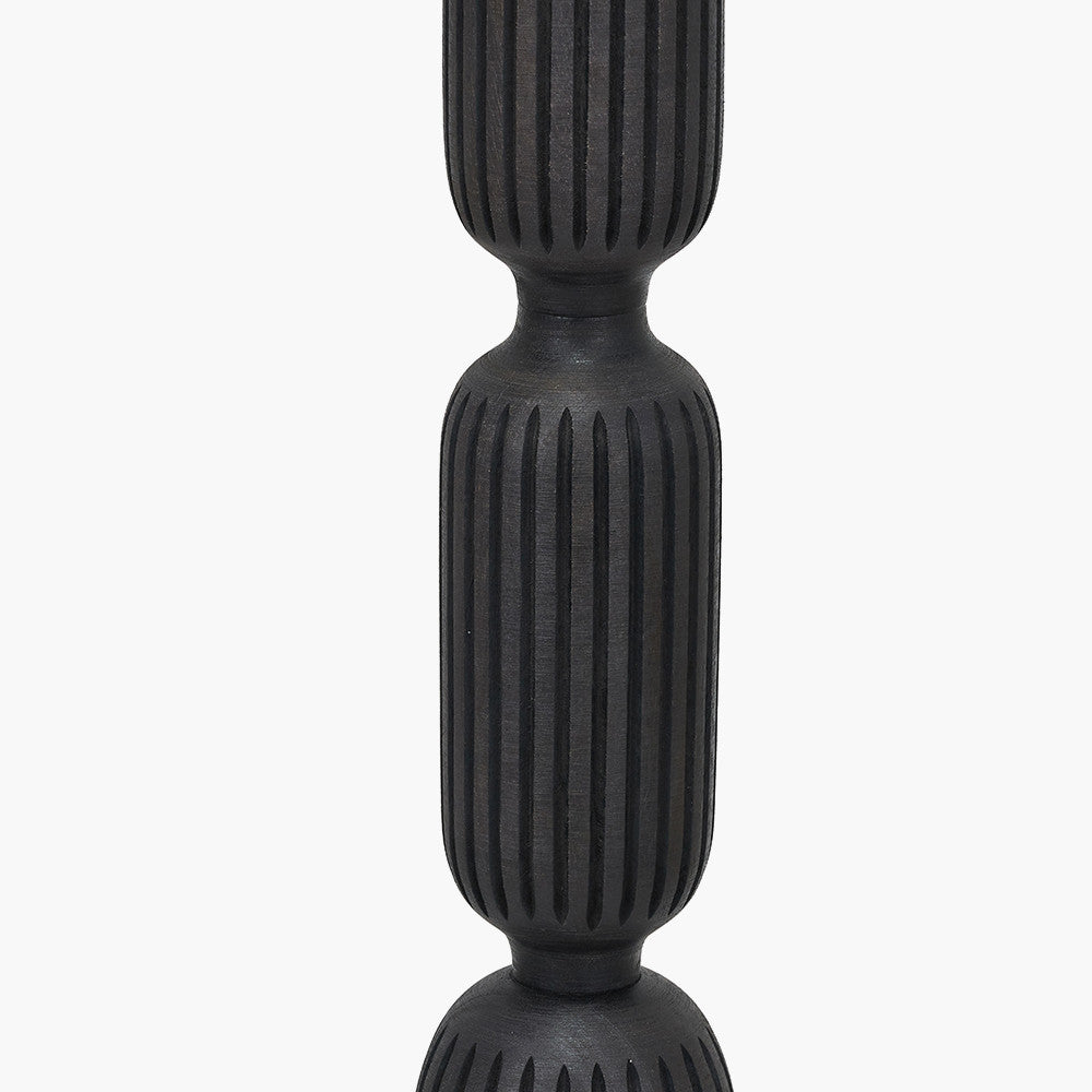 Sahana Black Ribbed Slim Wood Floor Lamp