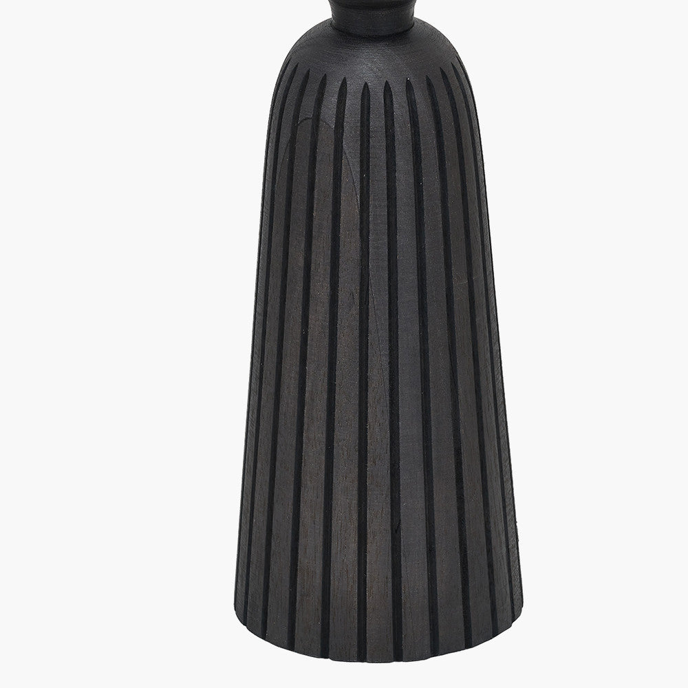 Sahana Black Ribbed Slim Wood Floor Lamp