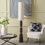 Sahana Black Ribbed Slim Wood Floor Lamp