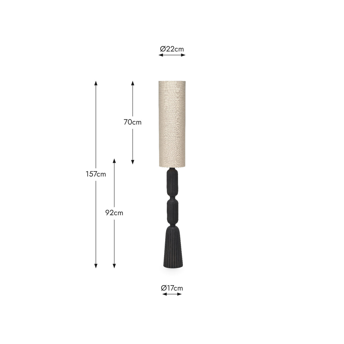 Sahana Black Ribbed Slim Wood Floor Lamp