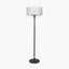 Clara Ribbed Glass Black Metal Round Floor Lamp