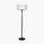 Clara Ribbed Glass Black Metal Round Floor Lamp
