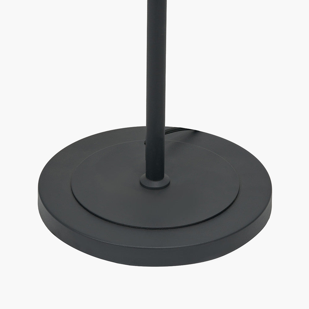 Clara Ribbed Glass Black Metal Round Floor Lamp