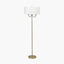 Seraphine Matt Antique Brass Metal and White Cotton Mix Scallop Shaded Floor Lamp