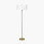 Seraphine Matt Antique Brass Metal and White Cotton Mix Scallop Shaded Floor Lamp