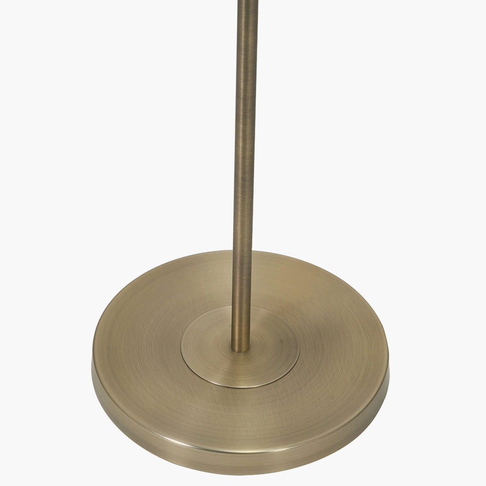 Seraphine Matt Antique Brass Metal and White Cotton Mix Scallop Shaded Floor Lamp