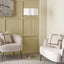 Seraphine Matt Antique Brass Metal and White Cotton Mix Scallop Shaded Floor Lamp