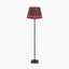 Everett Ribbed Metal Stick Floor Lamp Base with Samaira 45cm Red Silk Border Print Mushroom Pleat Tapered Lampshade