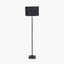 Everett Ribbed Metal Stick Floor Lamp Base with Lino 40cm Black Self Lined Linen Cylinder Lampshade