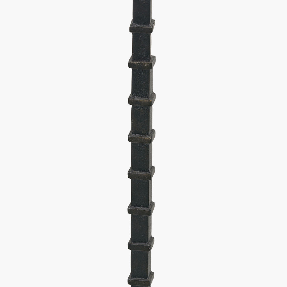 Everett Ribbed Metal Stick Floor Lamp Base with Lino 40cm Black Self Lined Linen Cylinder Lampshade