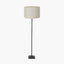 Everett Ribbed Metal Stick Floor Lamp Base with Lino 40cm Grey Self Lined Linen Cylinder Lampshade