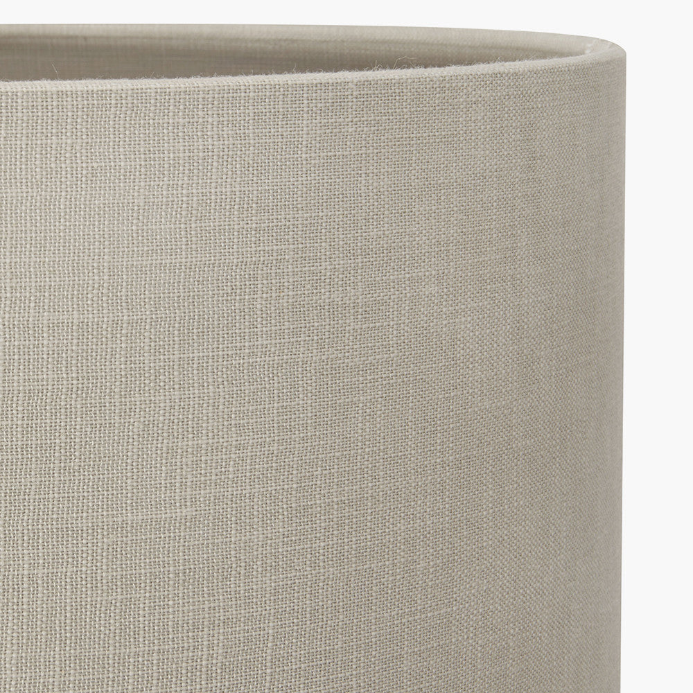 Everett Ribbed Metal Stick Floor Lamp Base with Lino 40cm Grey Self Lined Linen Cylinder Lampshade
