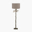 Bali Verdi Gris Metal Palm Tree Floor Lamp Base with Edward 50cm Natural Linen Cylinder Lampshade