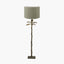 Bali Verdi Gris Metal Palm Tree Floor Lamp Base with Edward 50cm Pistachio Green Linen Cylinder Lampshade