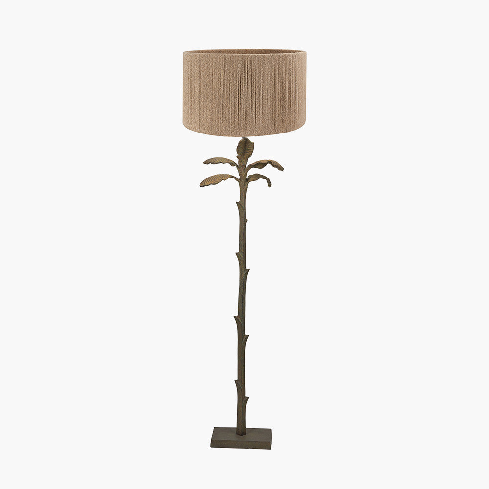 Bali Verdi Gris Metal Palm Tree Floor Lamp Base with Issa Natural Rope 45cm Cylinder Lampshade