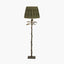 Bali Verdi Gris Metal Palm Tree Floor Lamp Base with Odette 40cm Olive Green Cotton Slub Pinch Pleat Tapered Lampshade