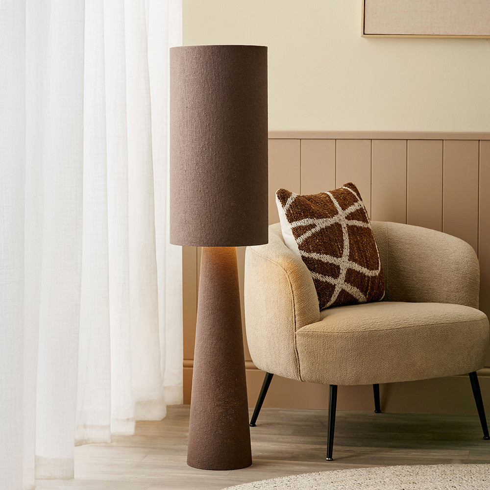 Mirissa Bitter Chocolate Slubby Handloom Fabric Floor Lamp