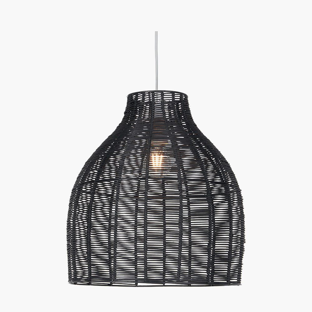 Caswell Black Rattan Coche Pendant