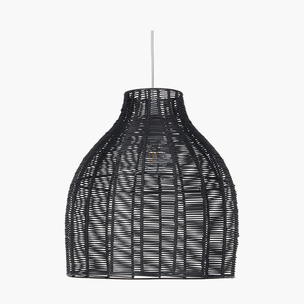 Caswell Black Rattan Coche Pendant