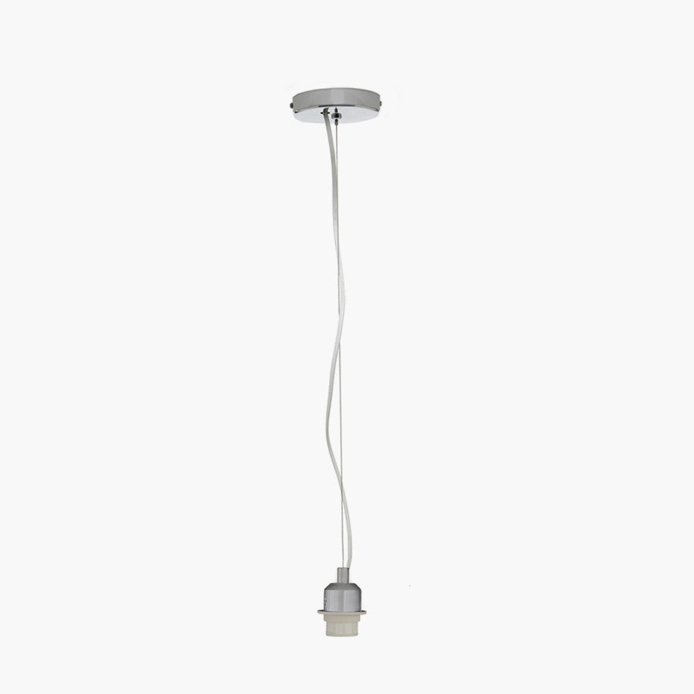 Caswell Natural Rattan Dome Pendant with Brushed Chrome Ceiling Fitting E27