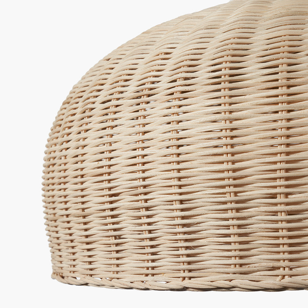 Caswell Natural Rattan Dome Pendant with Brushed Chrome Ceiling Fitting E27