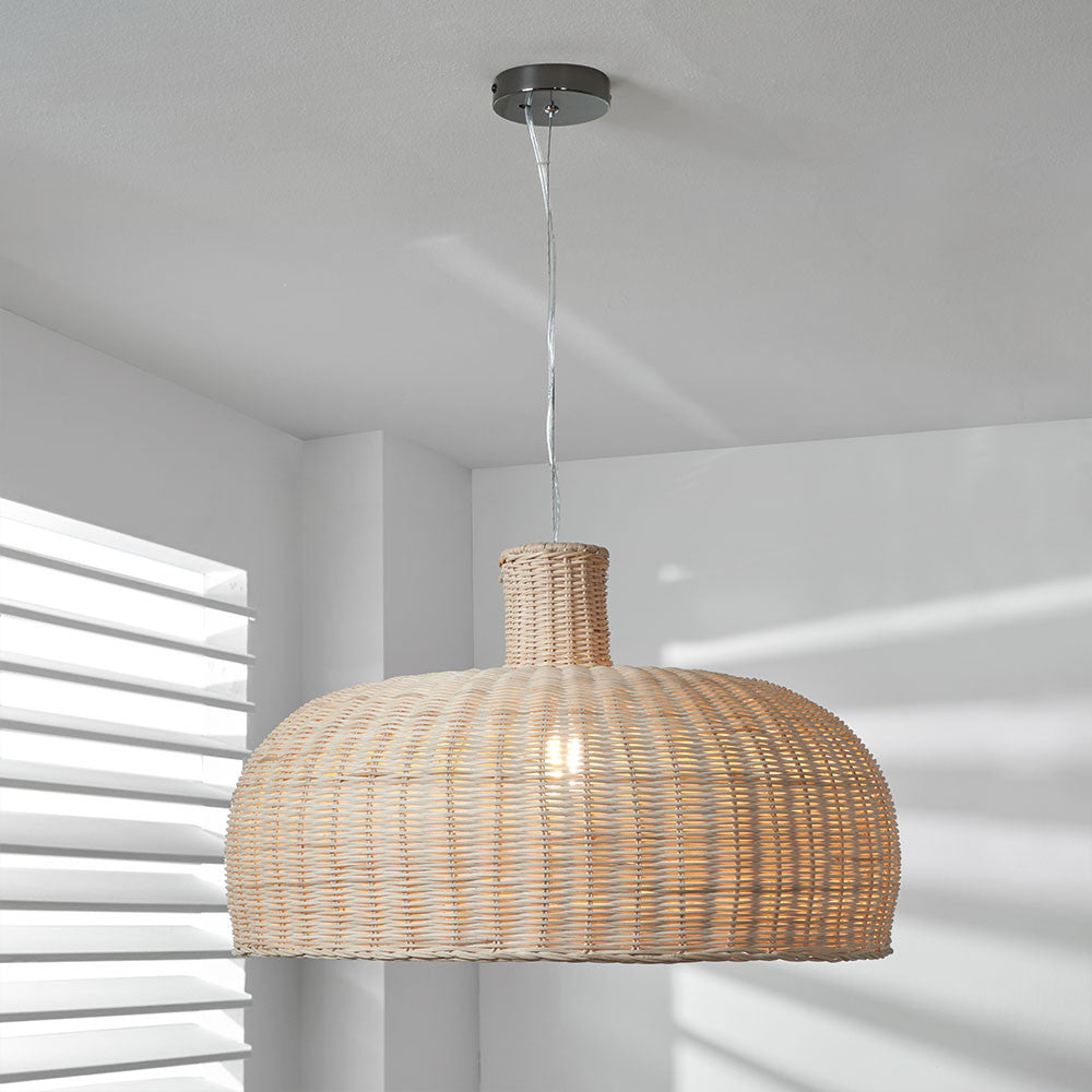 Caswell Natural Rattan Dome Pendant