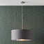 Elin 55cm Steel Grey Poly Cotton and Silver Lining Cylinder Shade