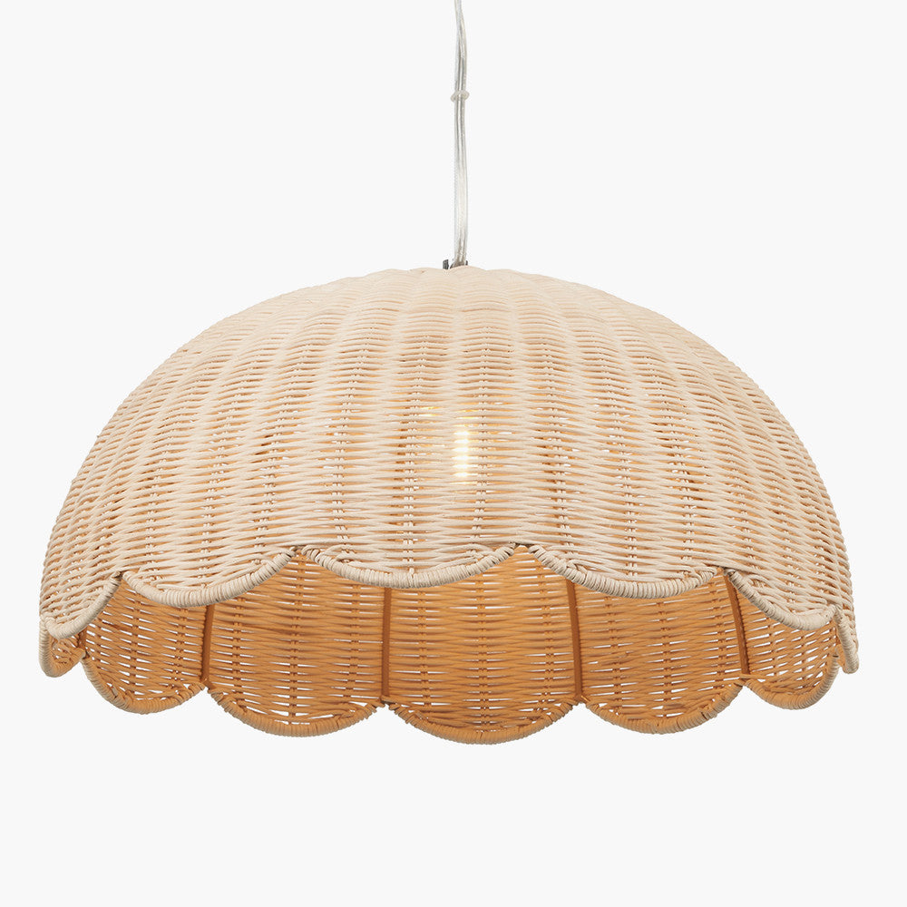 Raya Natural Scalloped Rattan Dome Non Elec Pendant