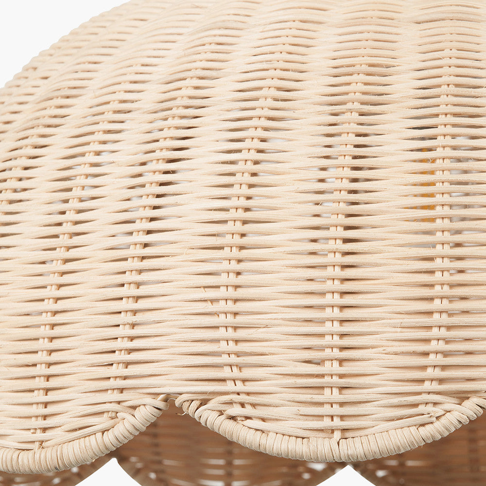 Raya Natural Scalloped Rattan Dome Non Elec Pendant