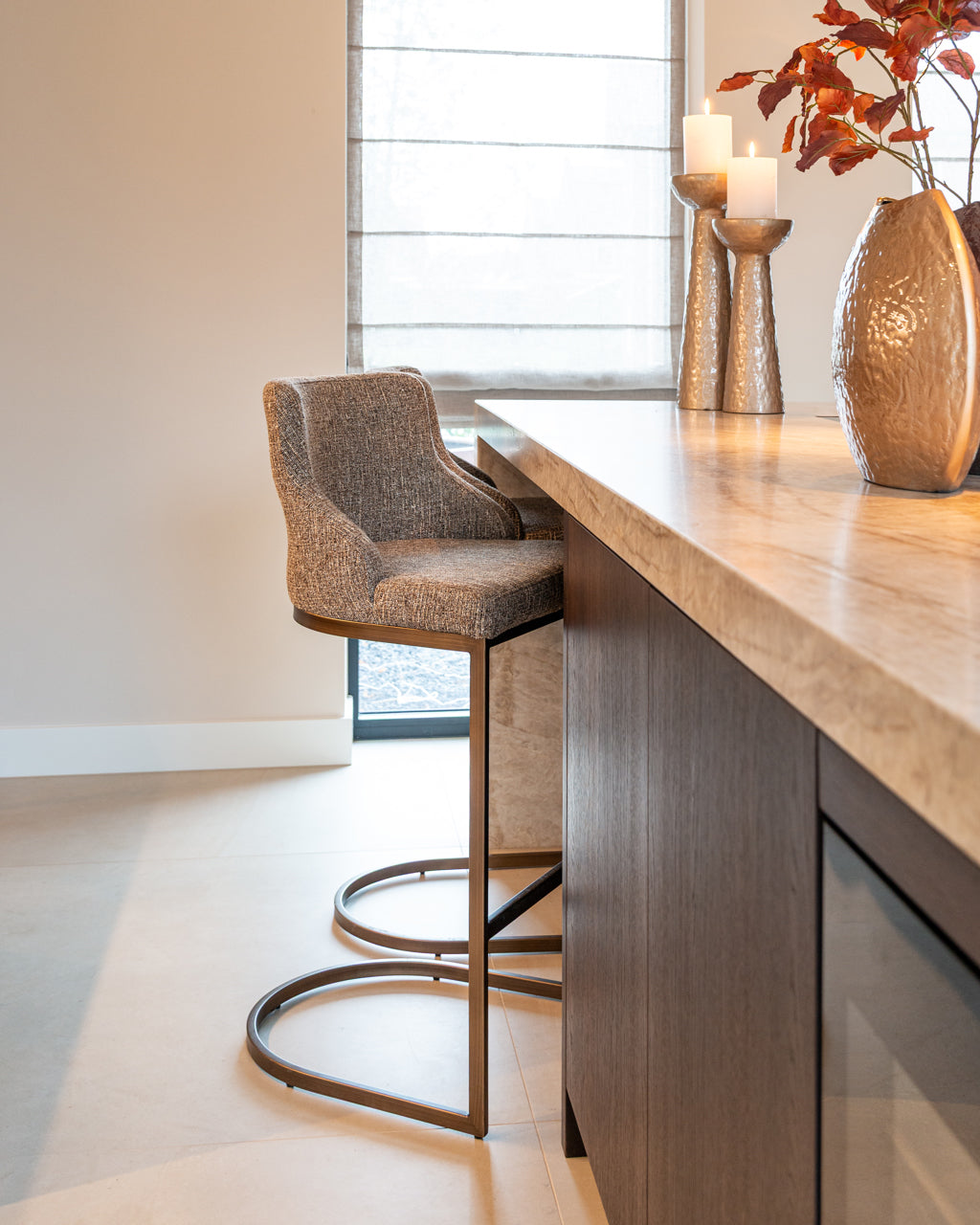 Bar stool Bolton brown tweed (Set of 2)